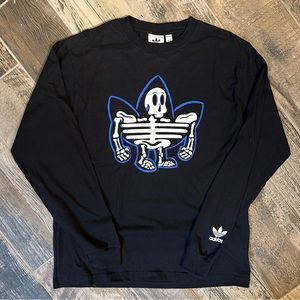 EUC Men’s ADIDAS L/S Tee with cartoon skeleton Size M